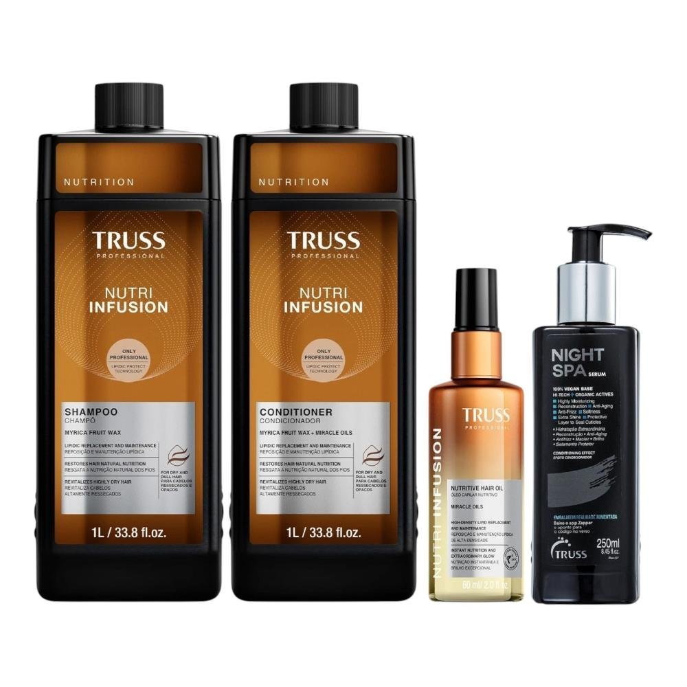 Kit Truss Nutri Infusion - Shampoo 1L + Condicionador 1L + Óleo 60ml + Night Spa 250ml