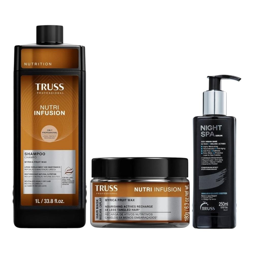Kit Truss Nutri Infusion - Shampoo 1L + Máscara 180g + Night Spa 250ml ÚNICO 1