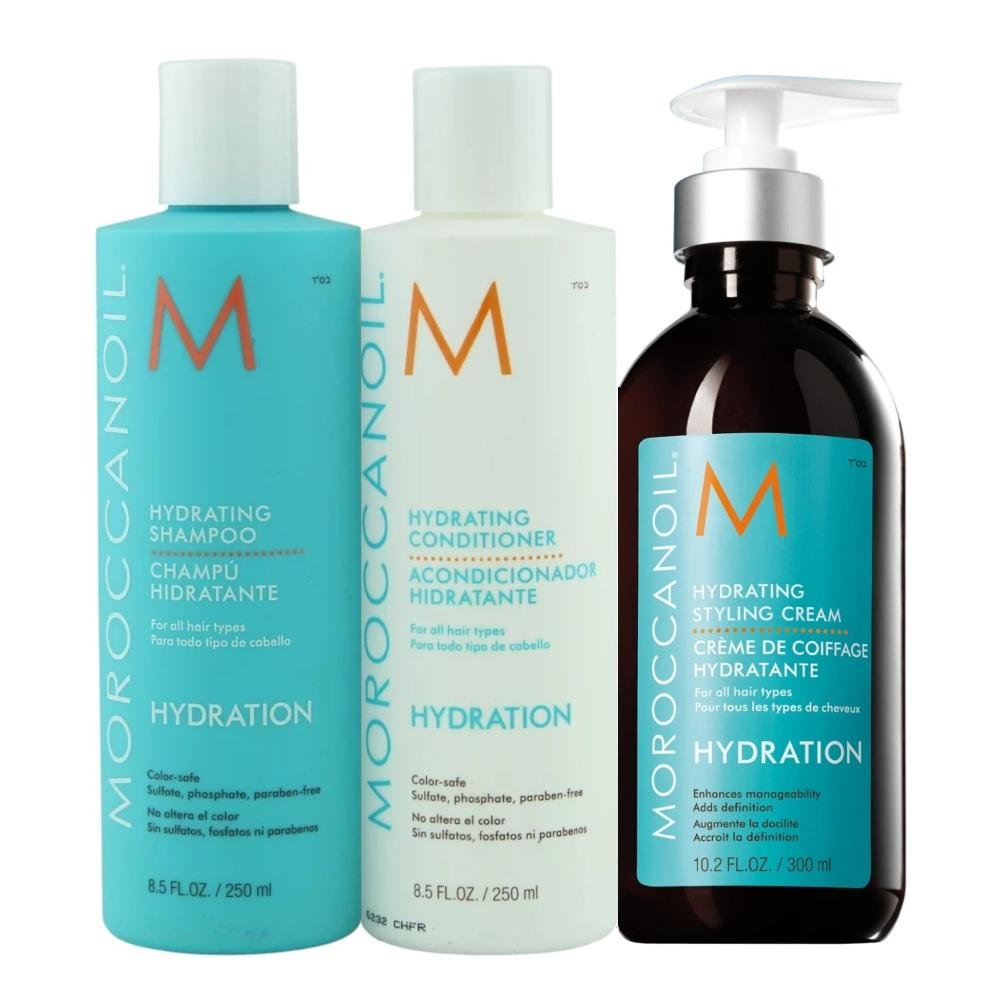Kit Moroccanoil Hydrating - Shampoo 250ml + Condicionador 250ml + Styling Cream 300ml ÚNICO 1