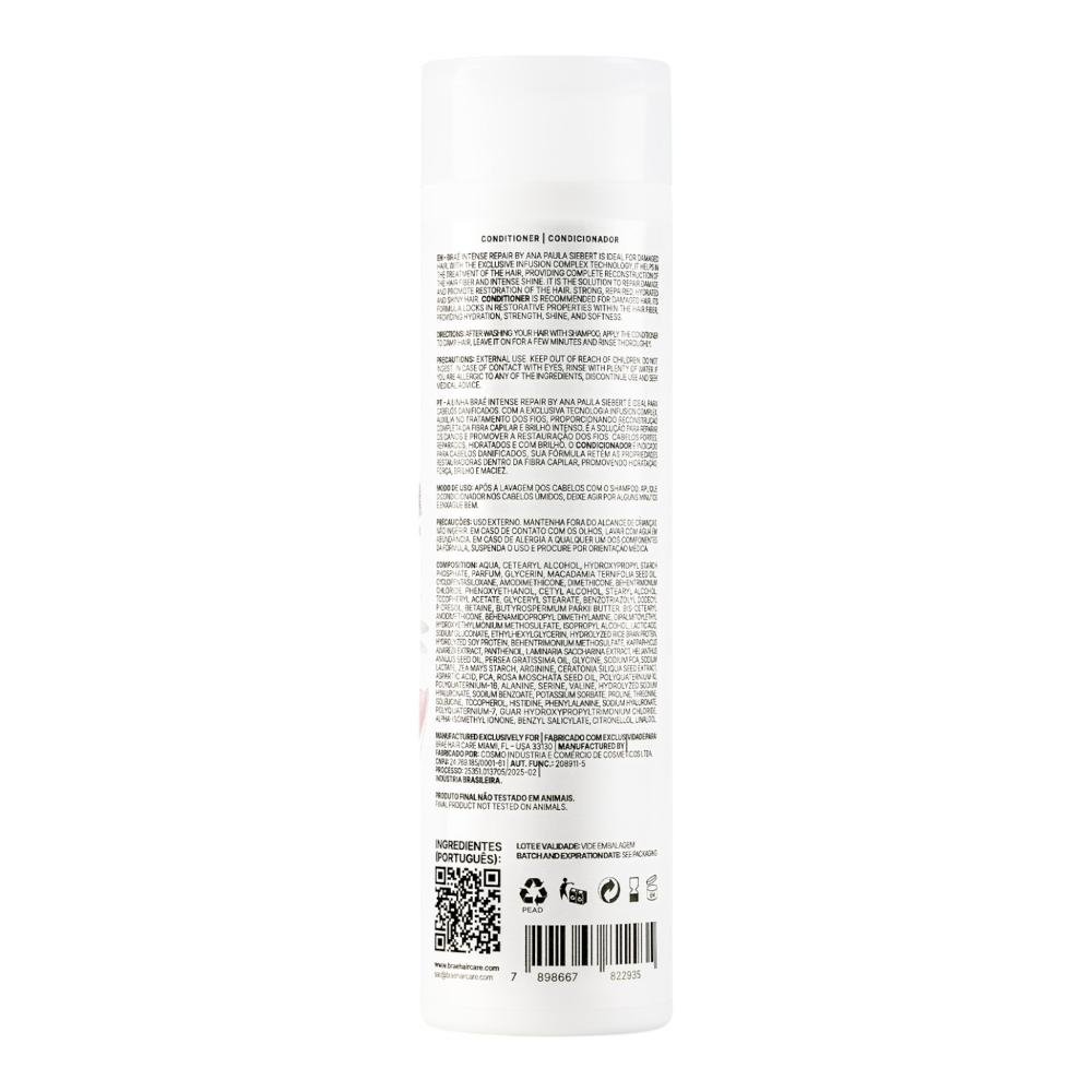 Kit Braé Intense Repair By Ana Paula Siebert - Shampoo 250ml + Condicionador 250ml + Hair Repair 260ml + Óleo 60ml ÚNICO 4