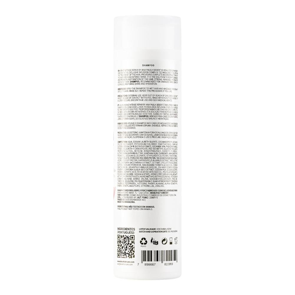 Kit Braé Intense Repair By Ana Paula Siebert - Shampoo 250ml +  Hair Repair 260ml ÚNICO 3