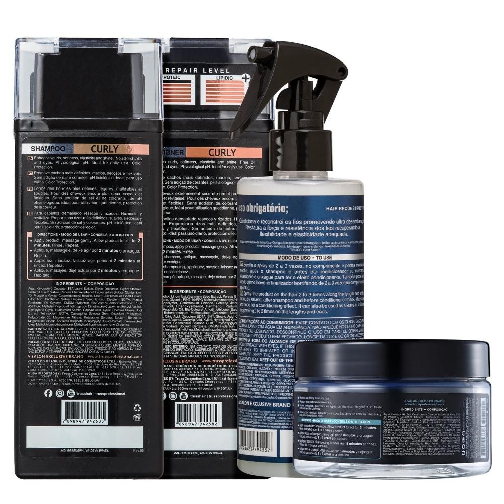 Kit Truss Curly - Shampoo 300ml + Condicionador 300ml +  Uso Obrigatório 260ml + Máscara Specific 180g ÚNICO 2