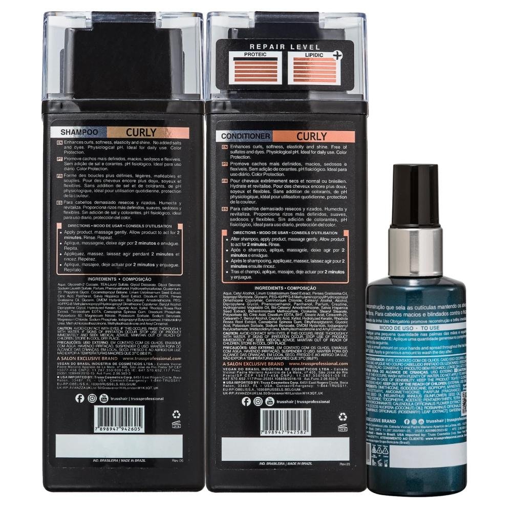 Kit Truss Curly - Shampoo 300ml + Condicionador 300ml +  Uso Obrigatório Óleo 60ml ÚNICO 2