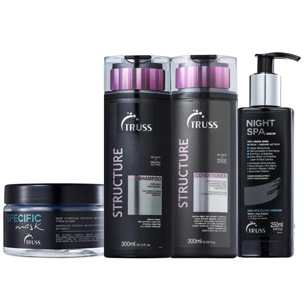 Kit Truss Structure - Shampoo 300ml + Condicionador 300ml + Night Spa 250ml + Máscara Specific 180g ÚNICO 1