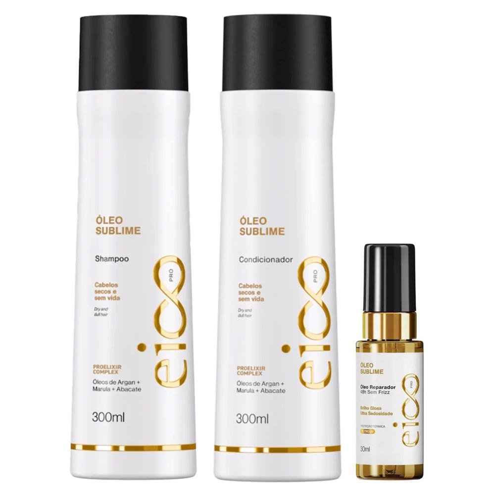 Kit Eico Pro Óleo Sublime - Shampoo 300ml + Condicionador 300ml + Óleo 30ml ÚNICO 1