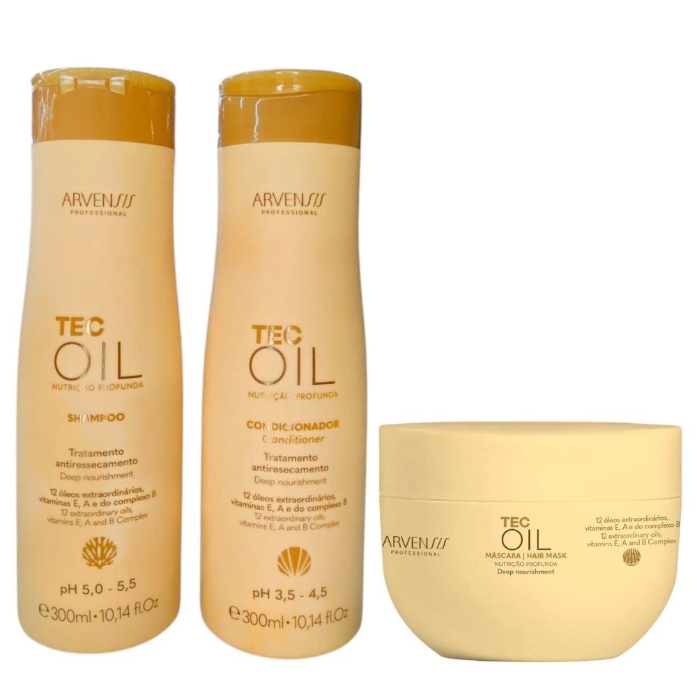Kit Arvensis Tec Oil - Shampoo 300ml + Condicionador 300ml + Máscara 250g