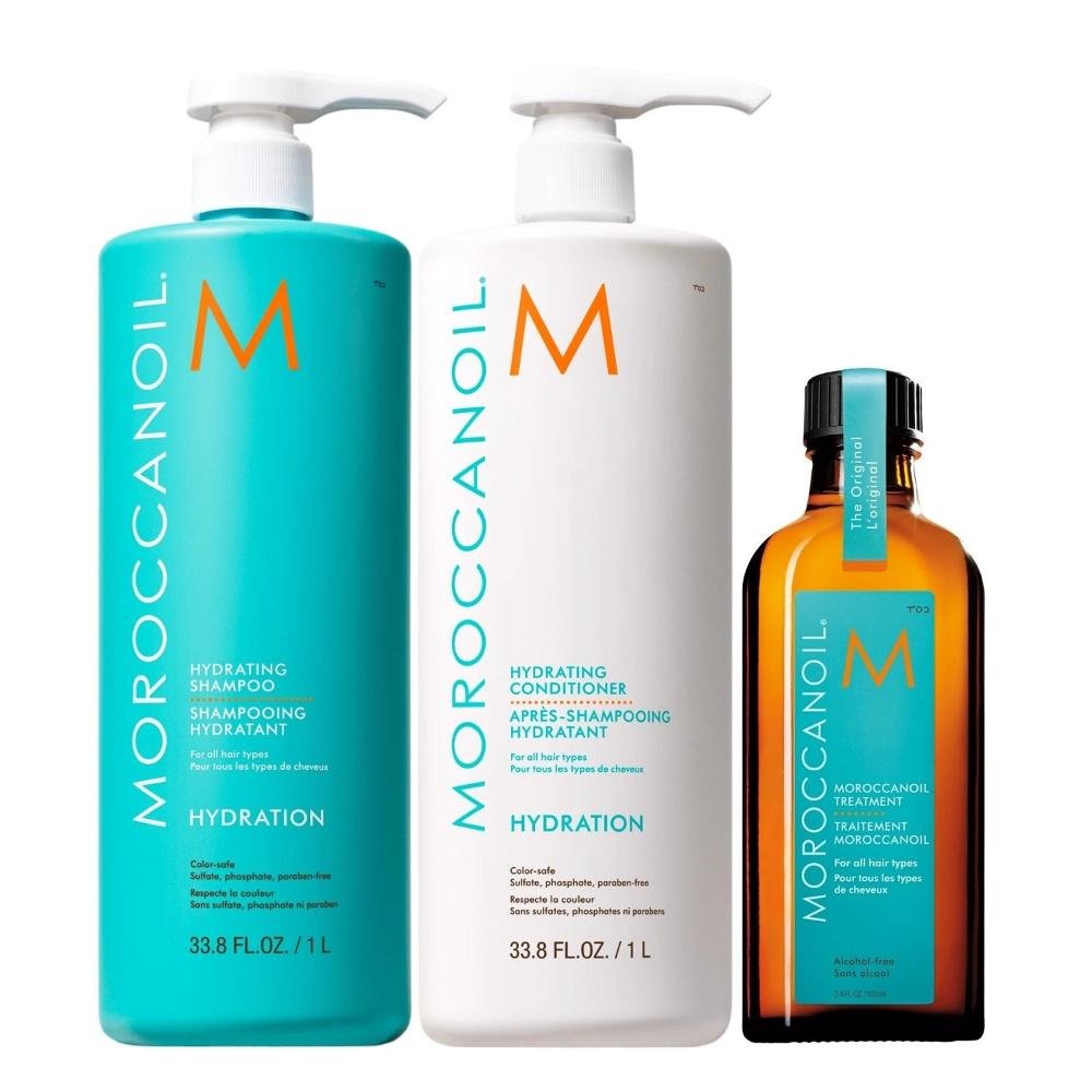 Kit Moroccanoil Hydrating - Shampoo 1L + Óleo 100ml ÚNICO
