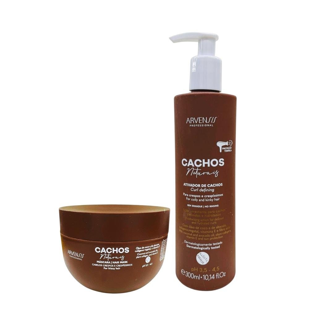 Kit Arvensis Professional Cachos Naturais - Ativador Crespos 300ml + Máscara Crespos 250g ÚNICO 1