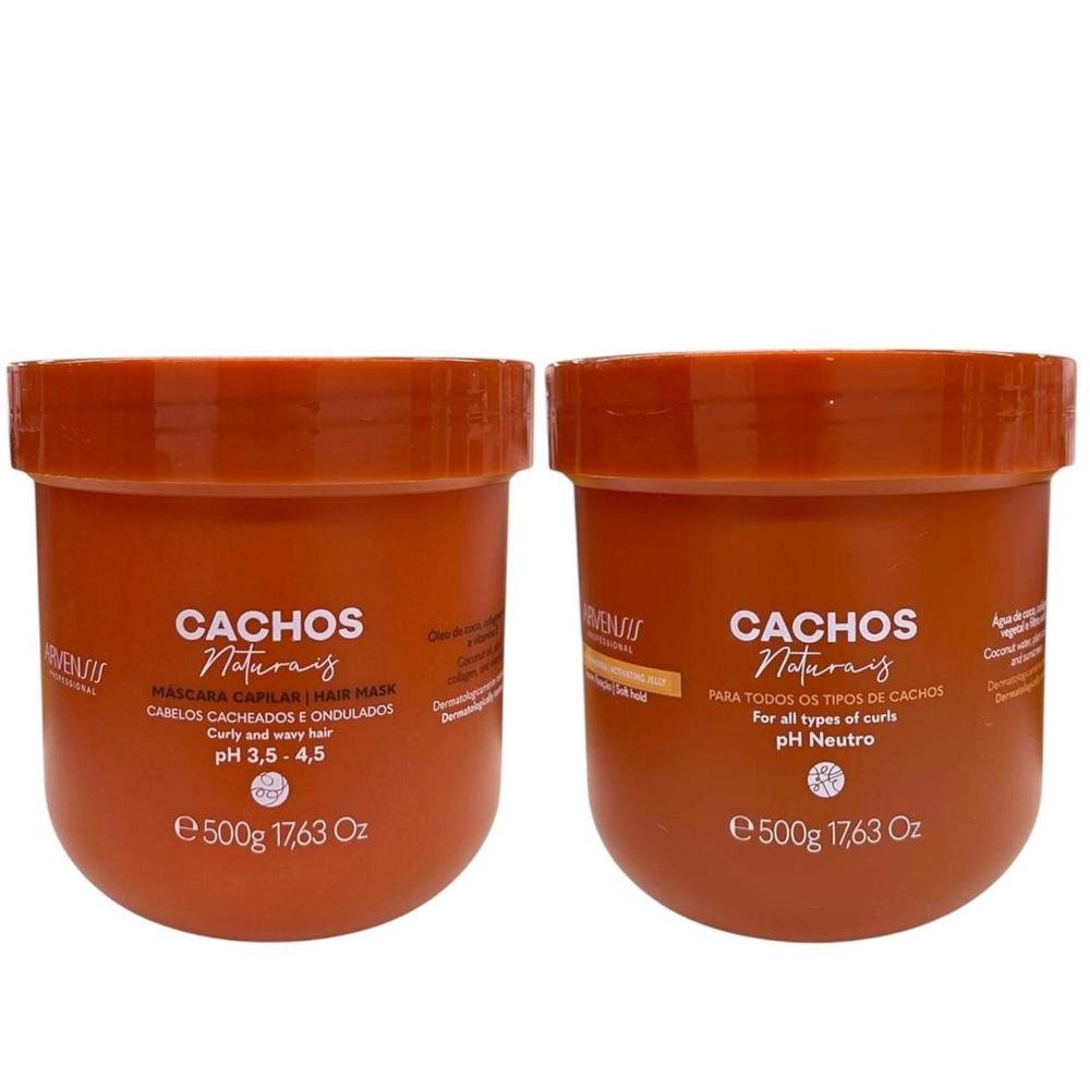 Kit Arvensis Professional Cachos Naturais - Máscara 500g + Geleia Ativadora 500g ÚNICO 4