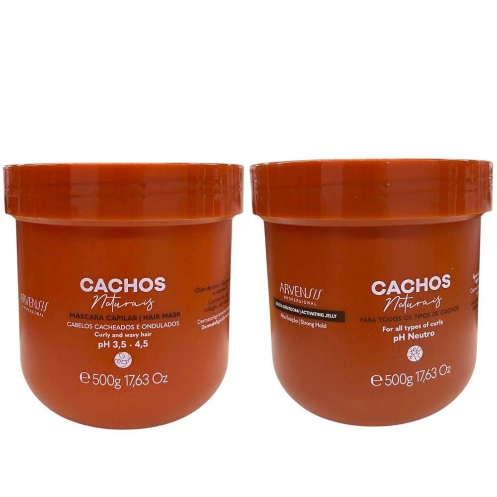 Kit Arvensis Professional Cachos Naturais - Máscara 500g + Geleia Alta Fixação 500g ÚNICO 4