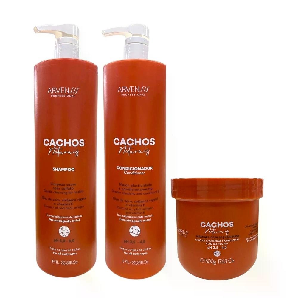 Kit Arvensis Professional Cachos Naturais - Shampoo 1L + Condicionador 1L + Máscara 500g ÚNICO 1