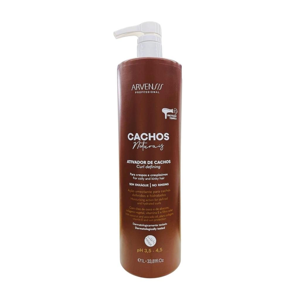 Kit Arvensis Cachos Naturais - Shampoo 1L + Condicionador 1L + Ativador De Cachos Crespos 1L + Geleia Alta Fixação 250g ÚNICO 4