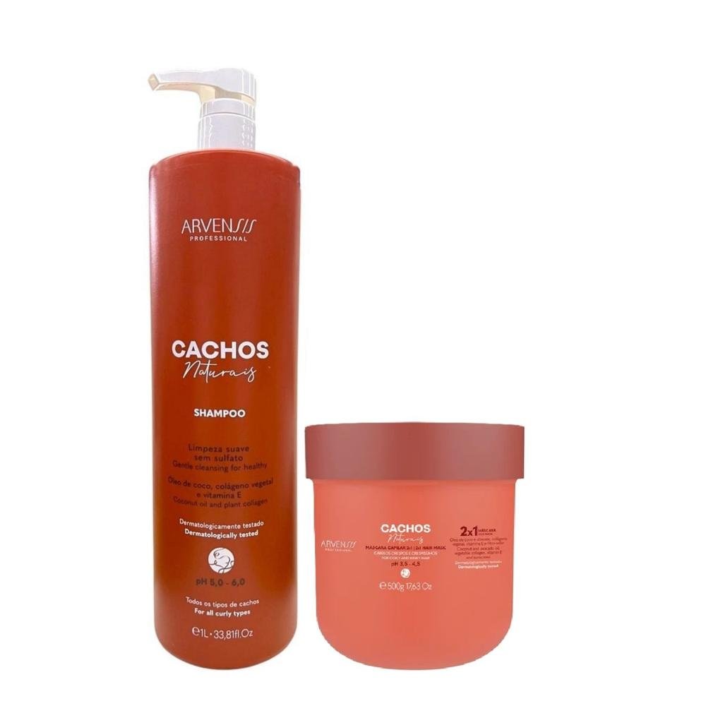 Kit Arvensis Cachos Naturais - Shampoo 1L + Máscara Capilar 2x1 500g