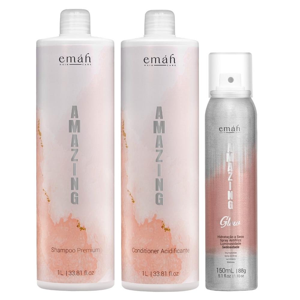 Emáh Amazing - Shampoo 1L + Condicionador 1L + Spray Antifrizz 150ml