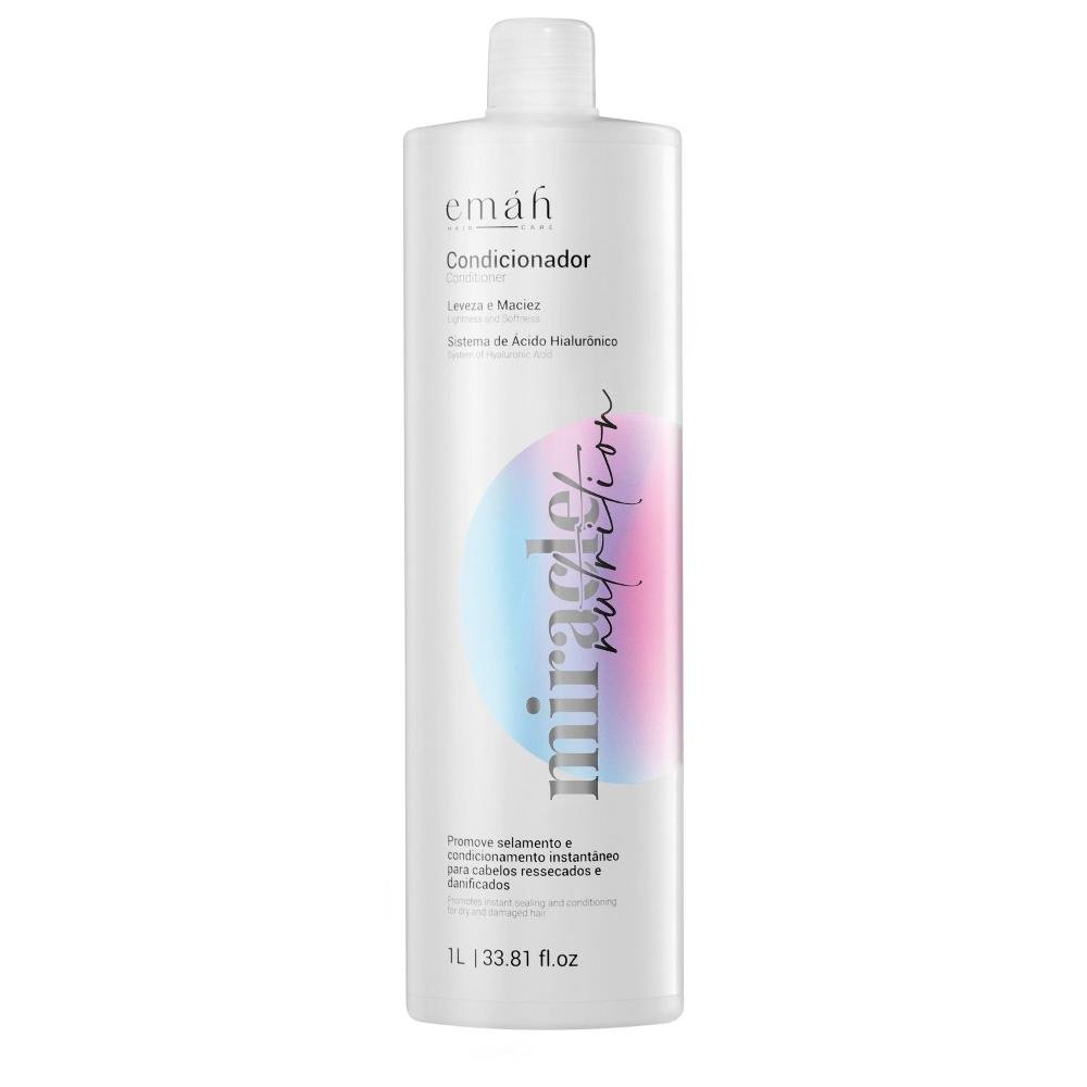 Emáh Miracle Nutrition - Shampoo 1L + Condicionador 1L + Máscara Líquida 60ml + Leave in 200ml + Óleo 60ml ÚNICO 3