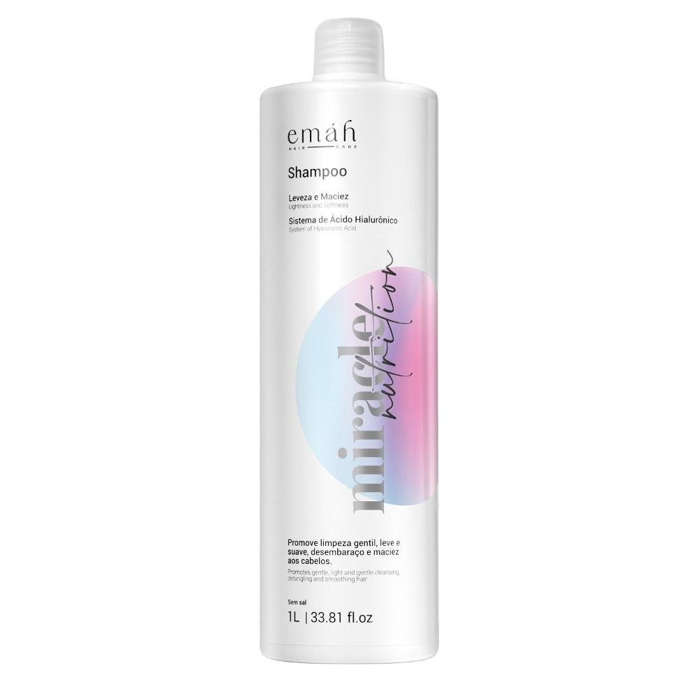 Emáh Miracle Nutrition - Shampoo 1L + Leave in 200ml + Óleo 60ml + Ampola 13ml ÚNICO 2