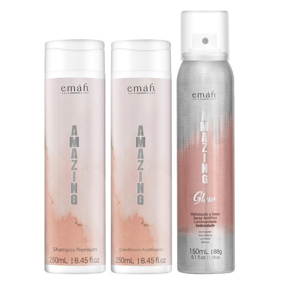 Emáh Amazing - Shampoo 250ml + Condicionador 250ml + Spray Antifrizz 150ml