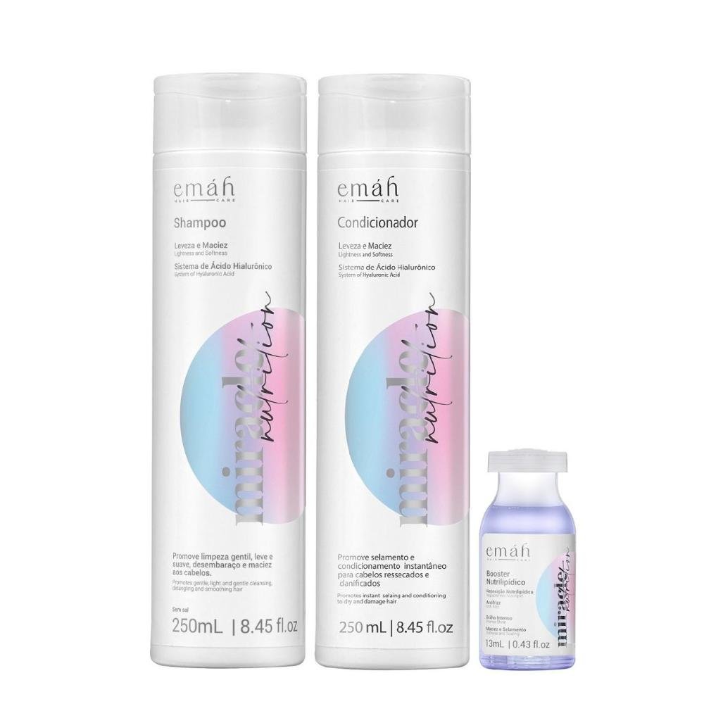 Emáh Miracle Nutrition - Shampoo 250ml + Condicionador 250ml + Ampola 13ml