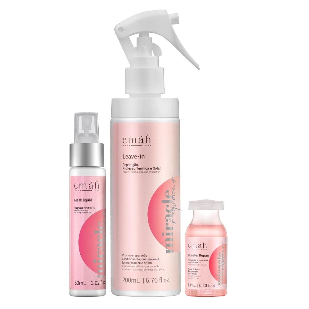 Emáh Miracle Repair - Leave in 200ml + Máscara Líquida 60ml + Ampola 13ml