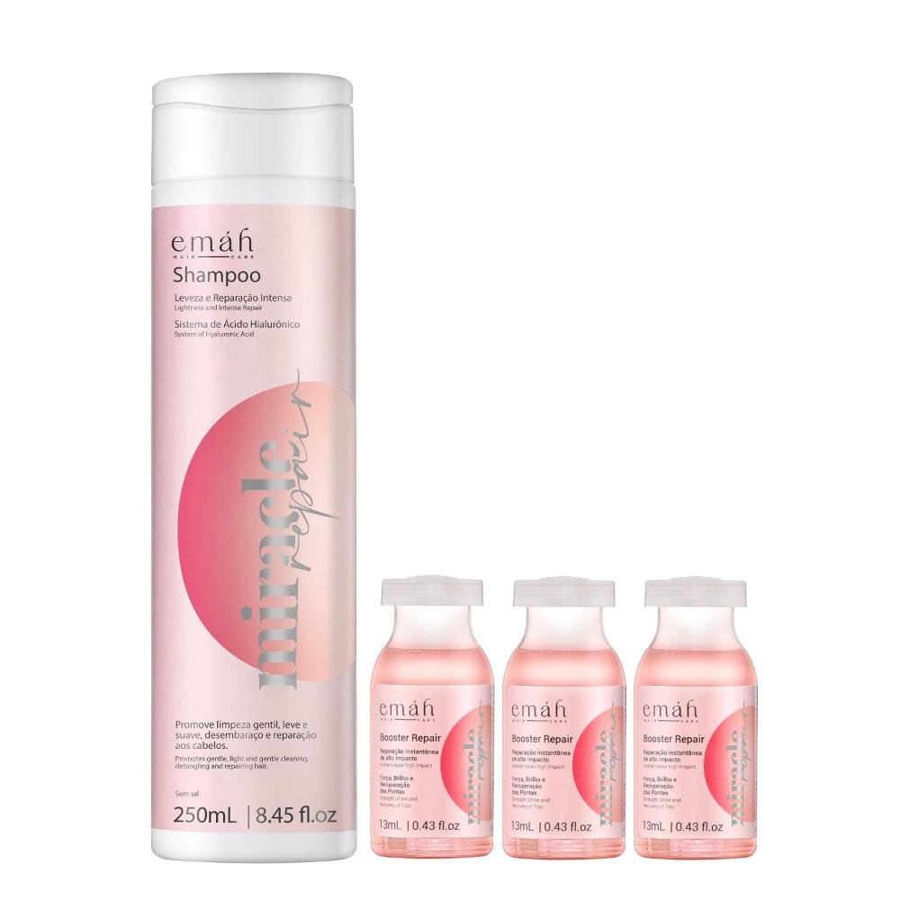 Emáh Miracle Repair - Shampoo 250ml + 3x Ampola 13ml ÚNICO 2