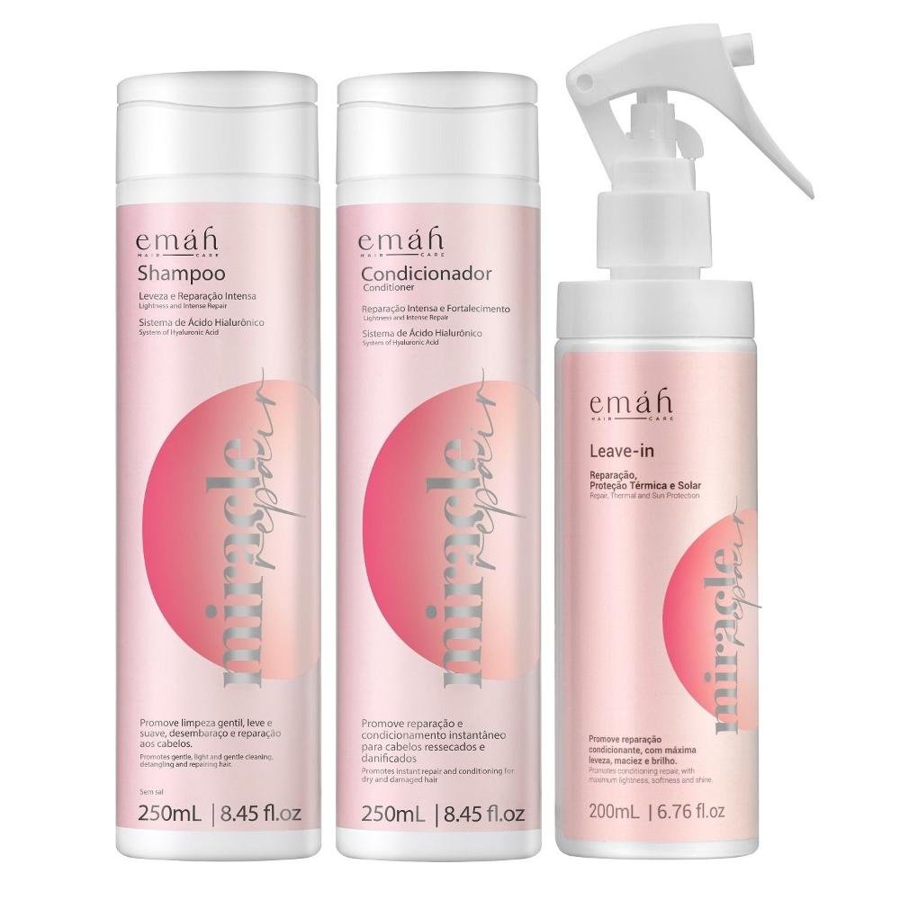 Emáh Miracle Repair - Shampoo 250ml + Condicionador 250ml + Leave in 200ml