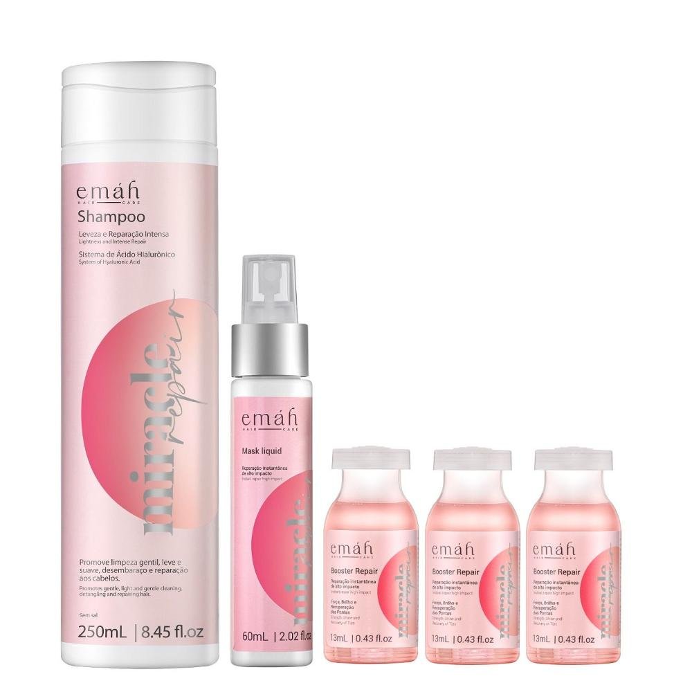 Emáh Miracle Repair - Shampoo 250ml + Máscara Líquida 60ml + 3x Ampola 13ml