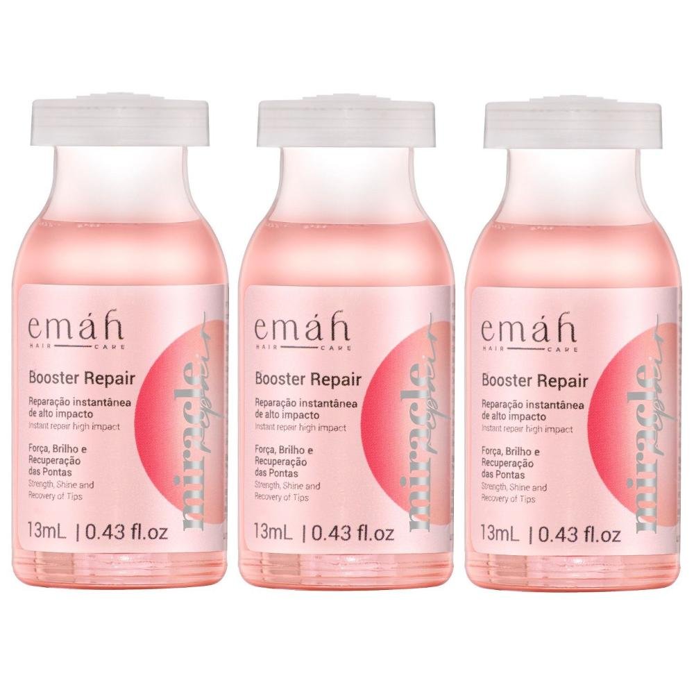 Emáh Miracle Repair - Shampoo 250ml + Máscara Líquida 60ml + 3x Ampola 13ml ÚNICO 4