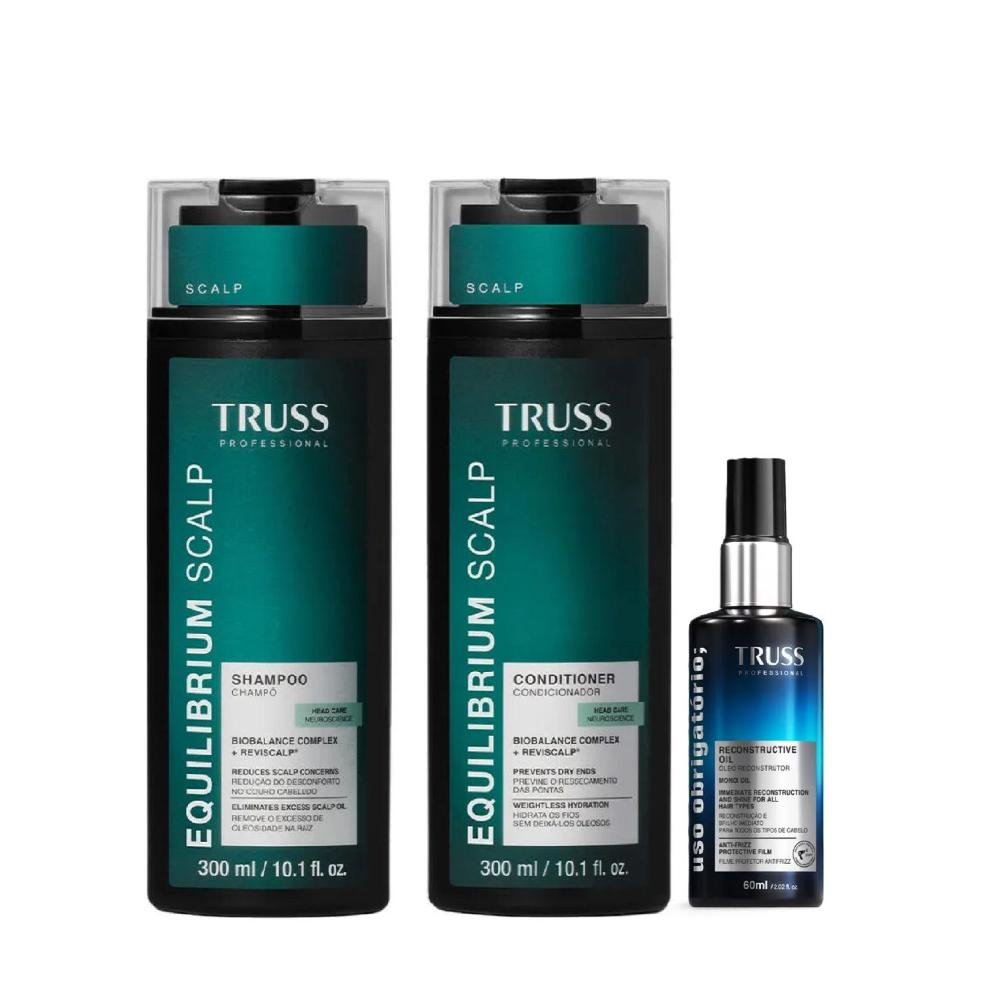 Truss Equilibrium Scalp - Shampoo 300ml + Condicionador 300ml + Óleo 60ml