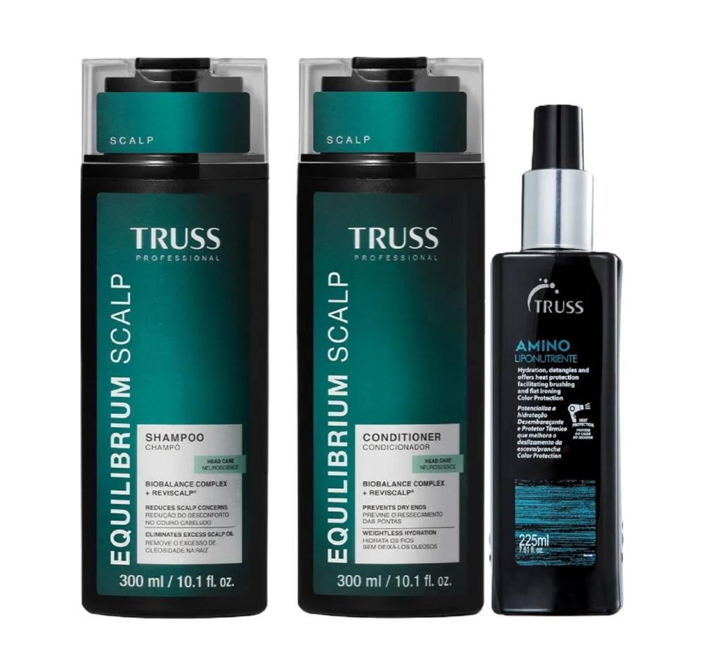 Kit Truss Equilibrium Scalp - Shampoo 300ml + Condicionador 300ml + Amino Liponutriente 225ml ÚNICO 2
