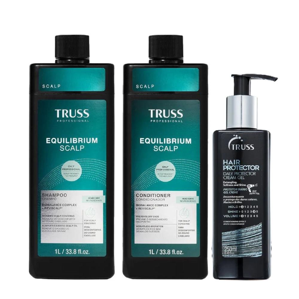 Kit Truss Equilibrium Scalp - Shampoo 1L + Condicionador 1L + Hair Protector 250ml