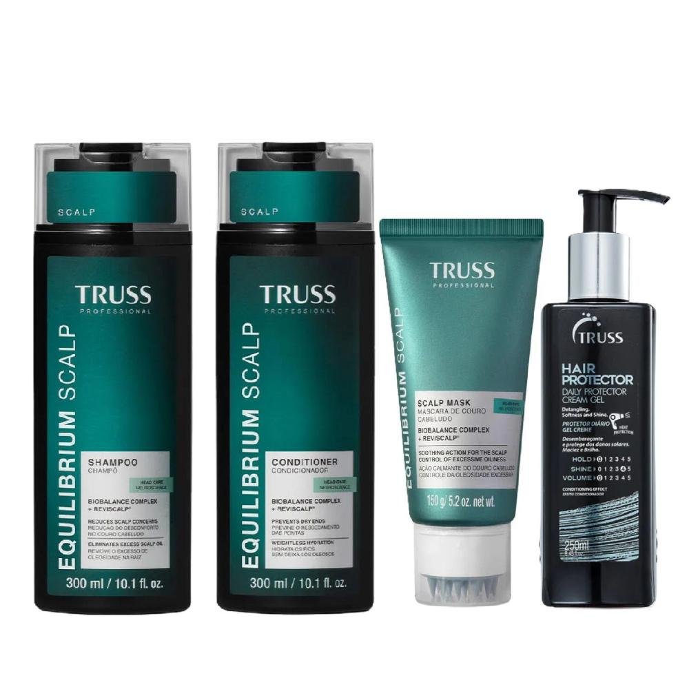 Kit Truss Equilibrium Scalp - Shampoo 300ml + Condicionador 300ml + Máscara 150g + Hair Protector 250ml