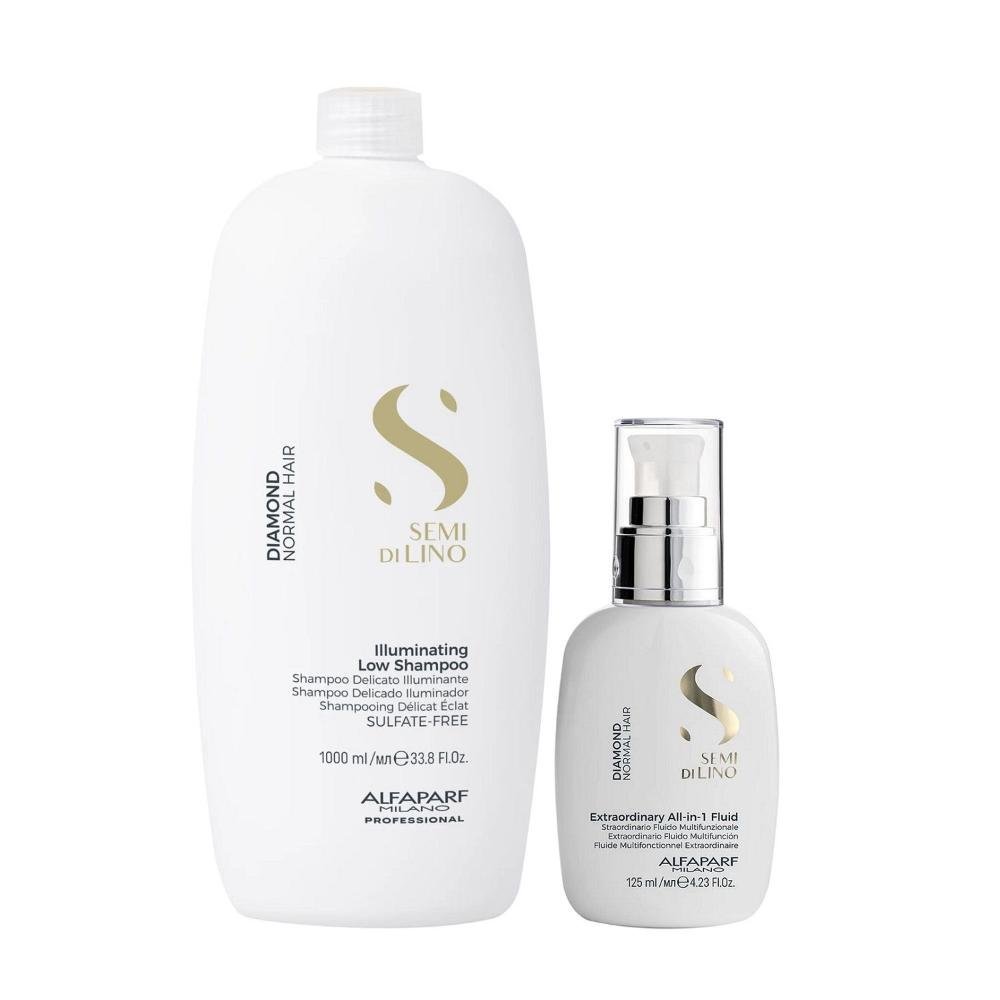 Kit Alfaparf Semi Di Lino Diamond - Shampoo 1L + Fluído 125ml