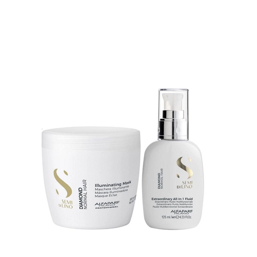 Kit Alfaparf Semi Di Lino Diamond - Máscara 500ml + Fluído 125ml