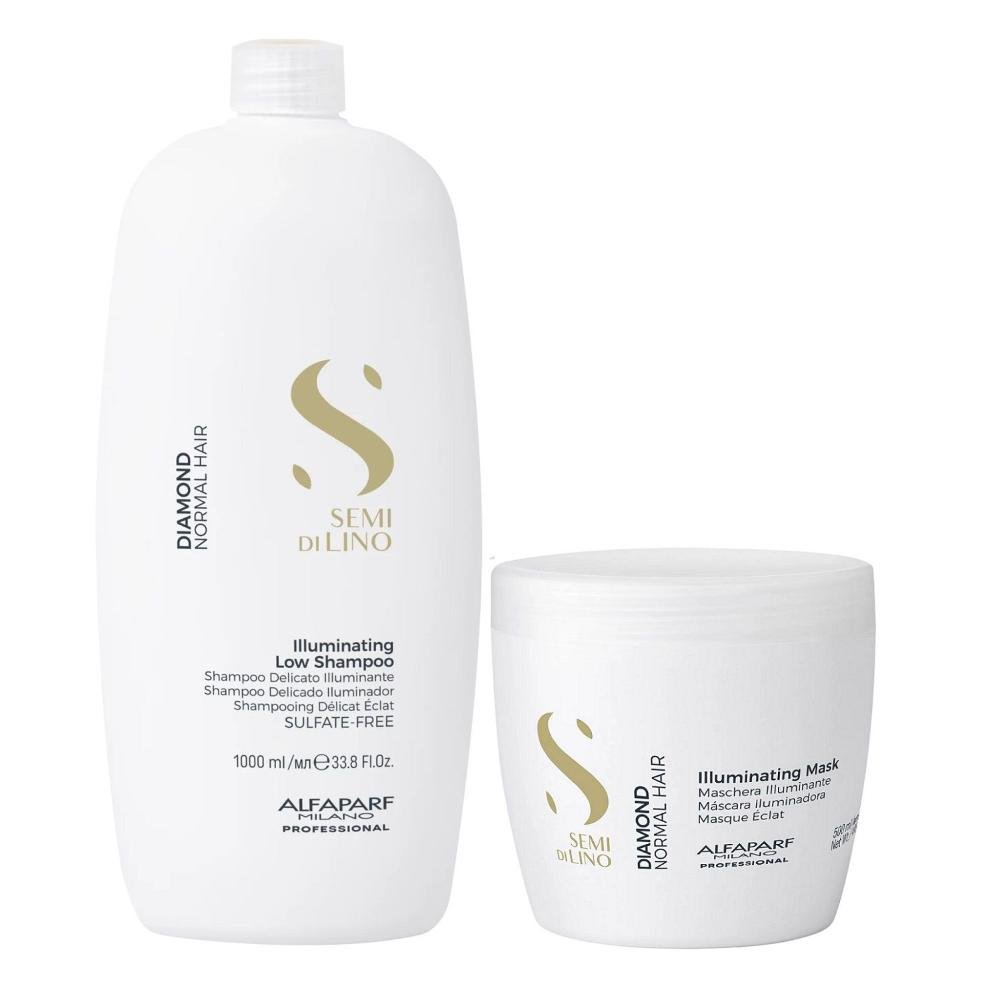 Kit Alfaparf Semi Di Lino Diamond - Shampoo 1L + Máscara 500ml