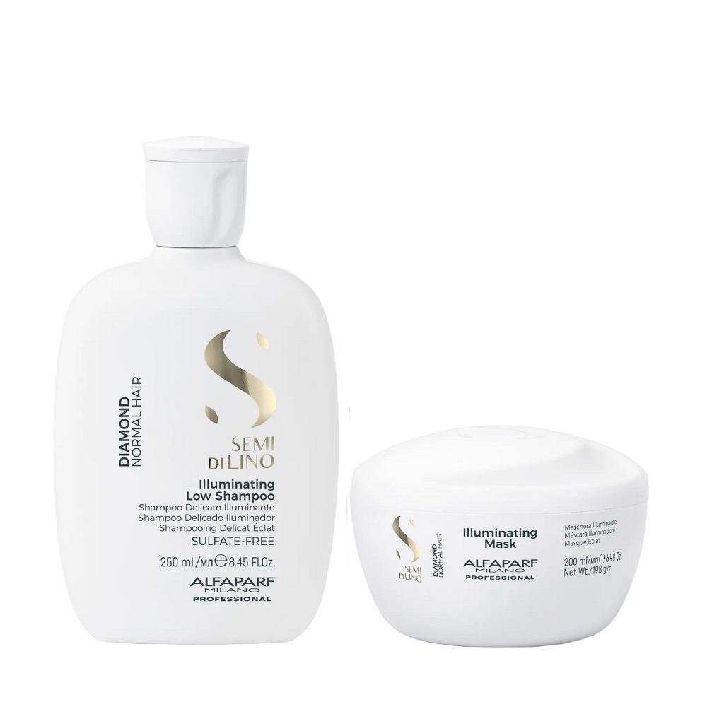 Kit Alfaparf Semi Di Lino Diamond - Shampoo 250ml + Máscara 200ml