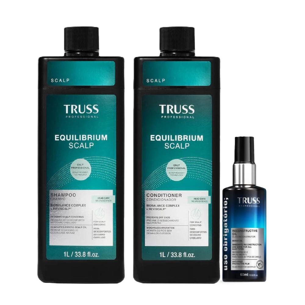 Kit Truss Equilibrium Scalp -- Shampoo 1L + Condicionador 1L + Uso Obrigatório Óleo 60ml