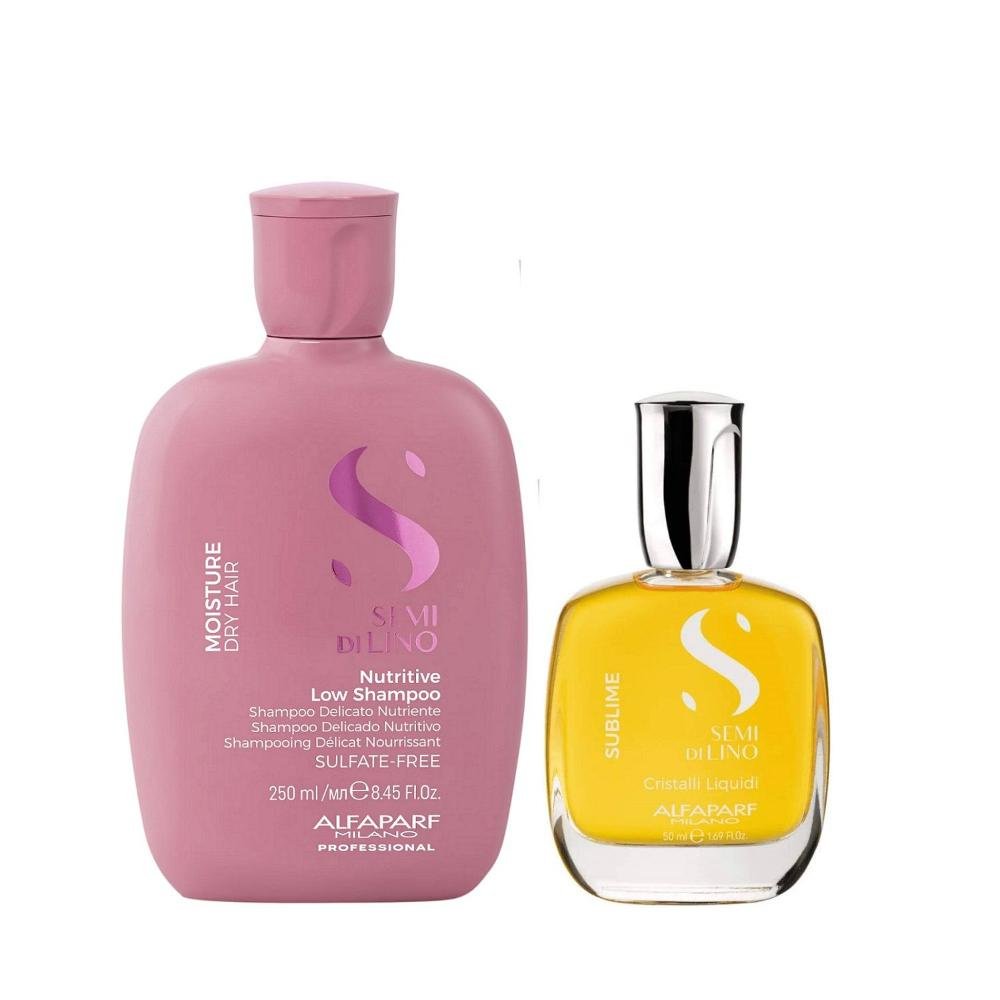 Kit Alfaparf Semi Di Lino Moisture -  Shampoo 250ml + Cristalli 50ml