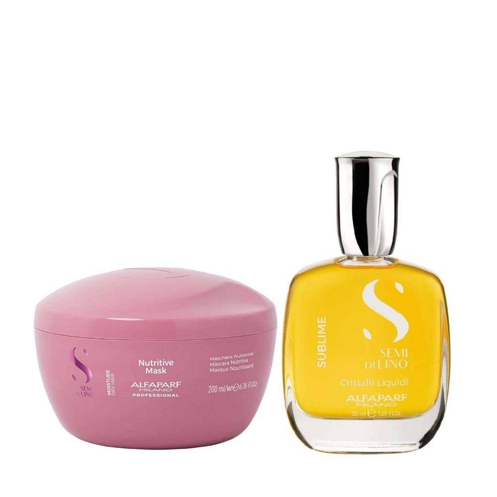 Kit Alfaparf Semi Di Lino Moisture - Máscara 200ml + Cristalli 50ml