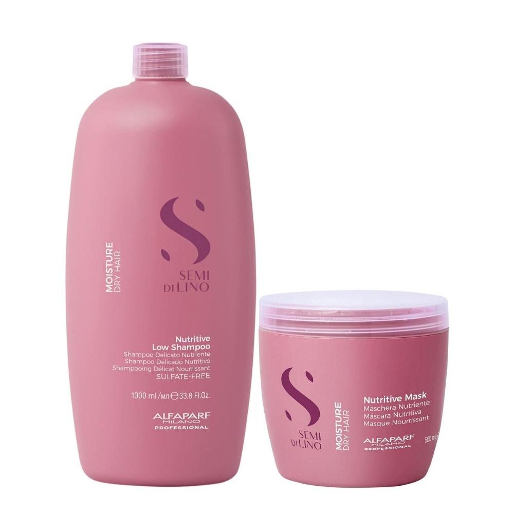 Kit Alfaparf Semi Di Lino Moisture -  Shampoo 1L +  Máscara 500ml