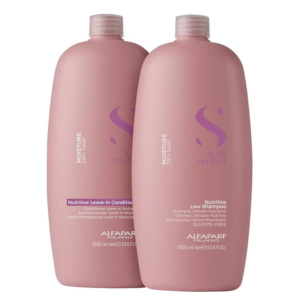 Kit Alfaparf Semi Di Lino Moisture -  Shampoo 1L + Leave in Condicionador 1L