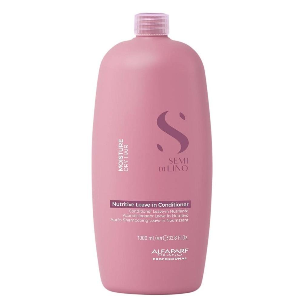 Kit Alfaparf Semi Di Lino Moisture - Shampoo 1L + Leave in Condicionador 1L + Máscara 500ml + 3x Ampola 13ml ÚNICO 3