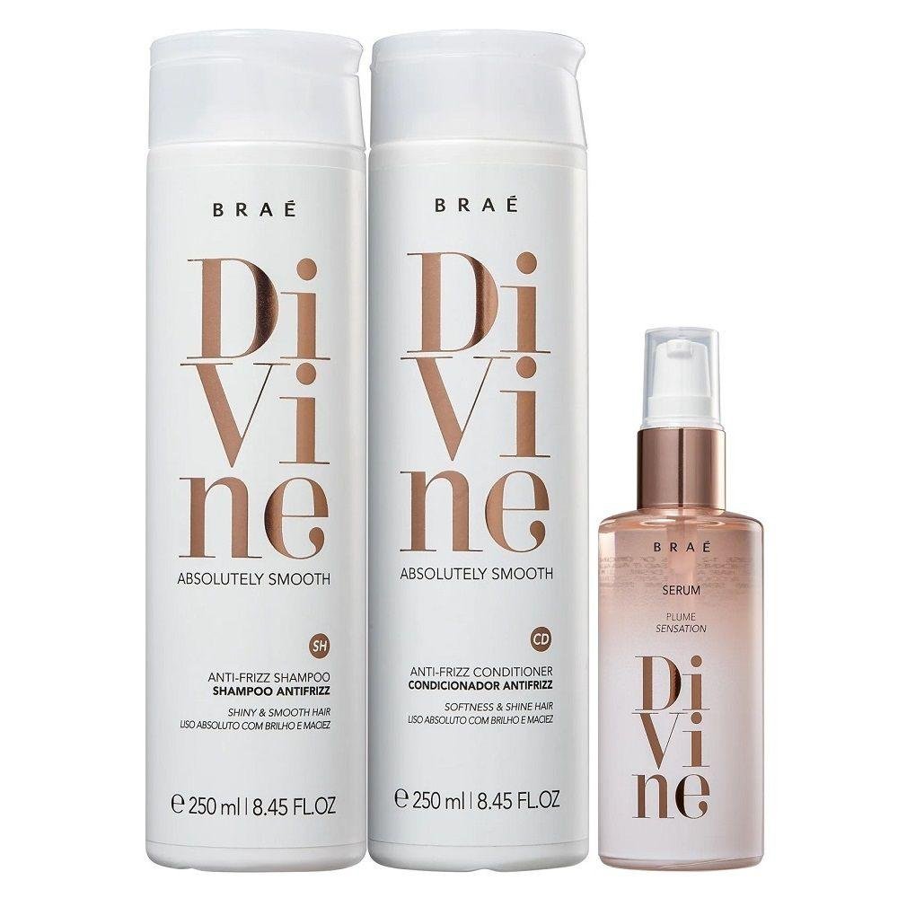 Kit Braé Divine - Shampoo 250ml + Condicionador 250ml + Sérum 60ml