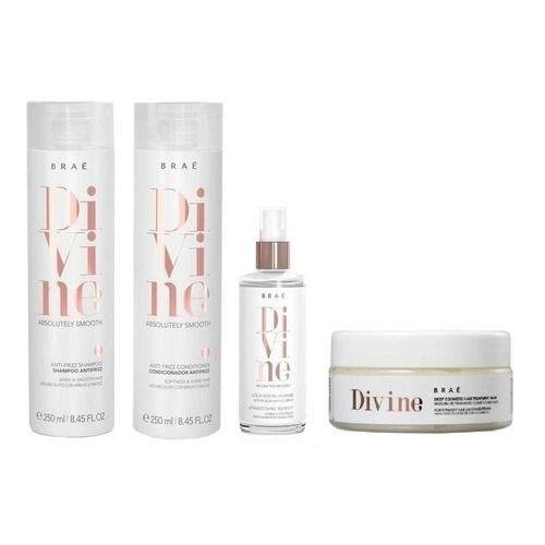 Kit Braé Divine - Shampoo 250ml + Condicionador 250ml + Máscara 200g + Máscara Líquida 60ml