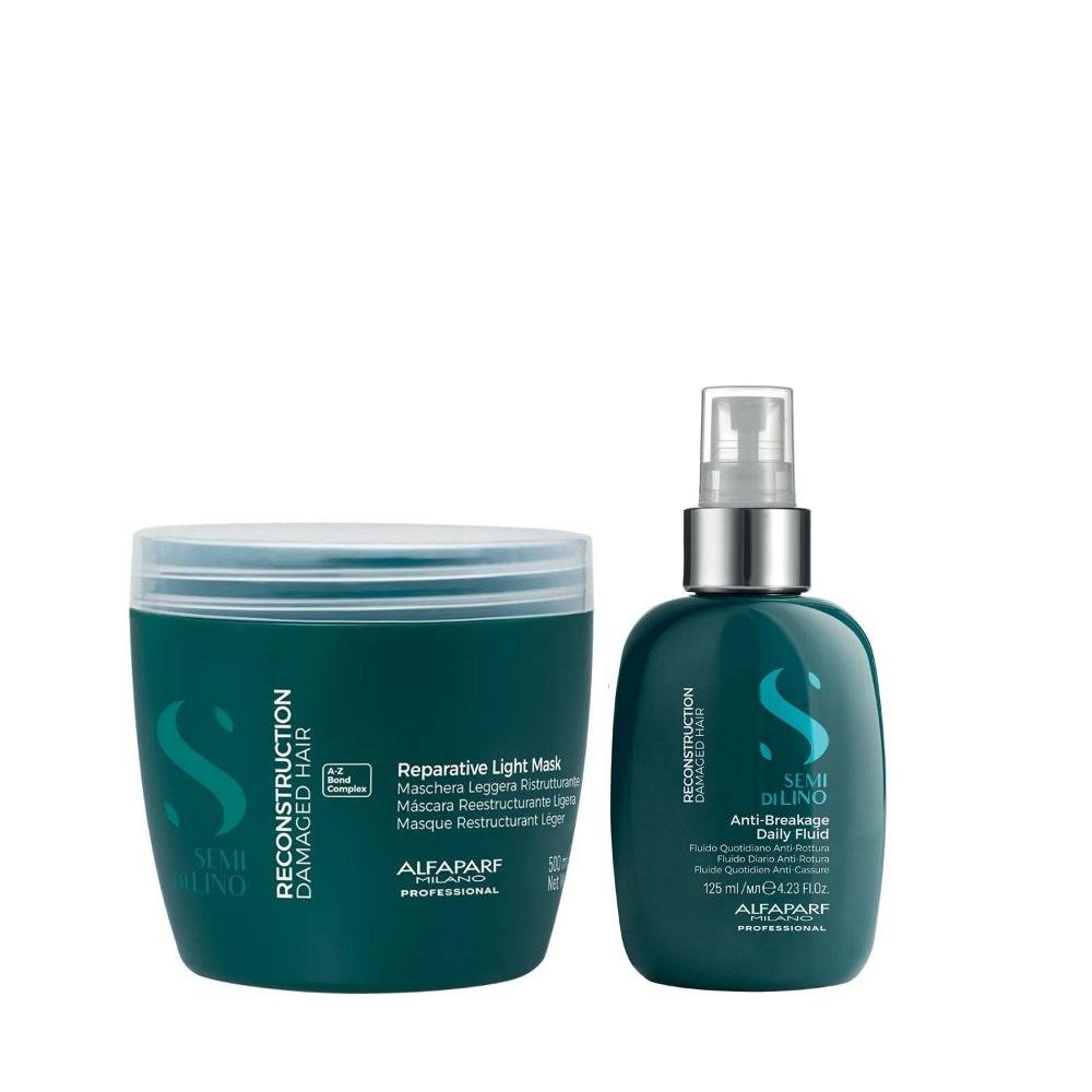 Kit Alfaparf Semi Di Lino Reconstruction - Máscara Suave 500ml + Fluído 125ml