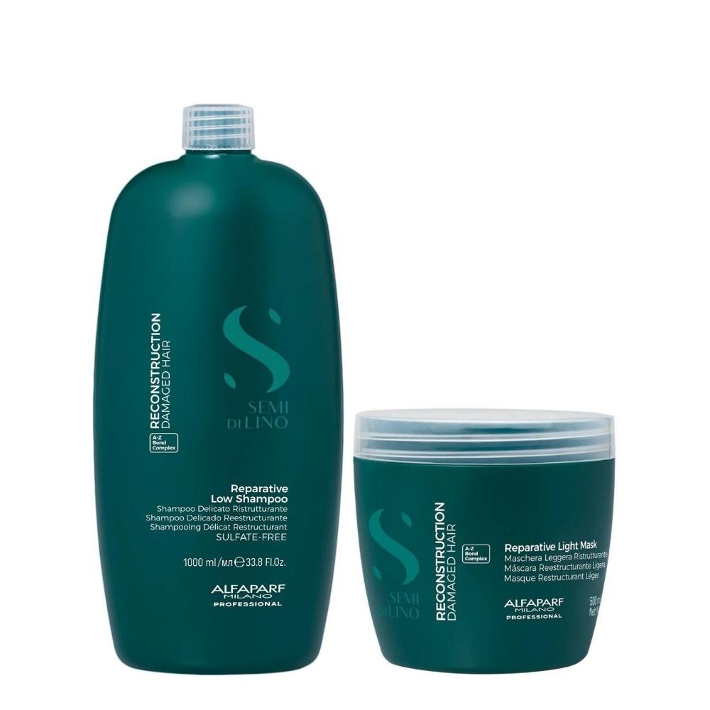 Kit Alfaparf Semi Di Lino Reconstruction - Shampoo 1L +  Máscara Suave 500ml ÚNICO 3