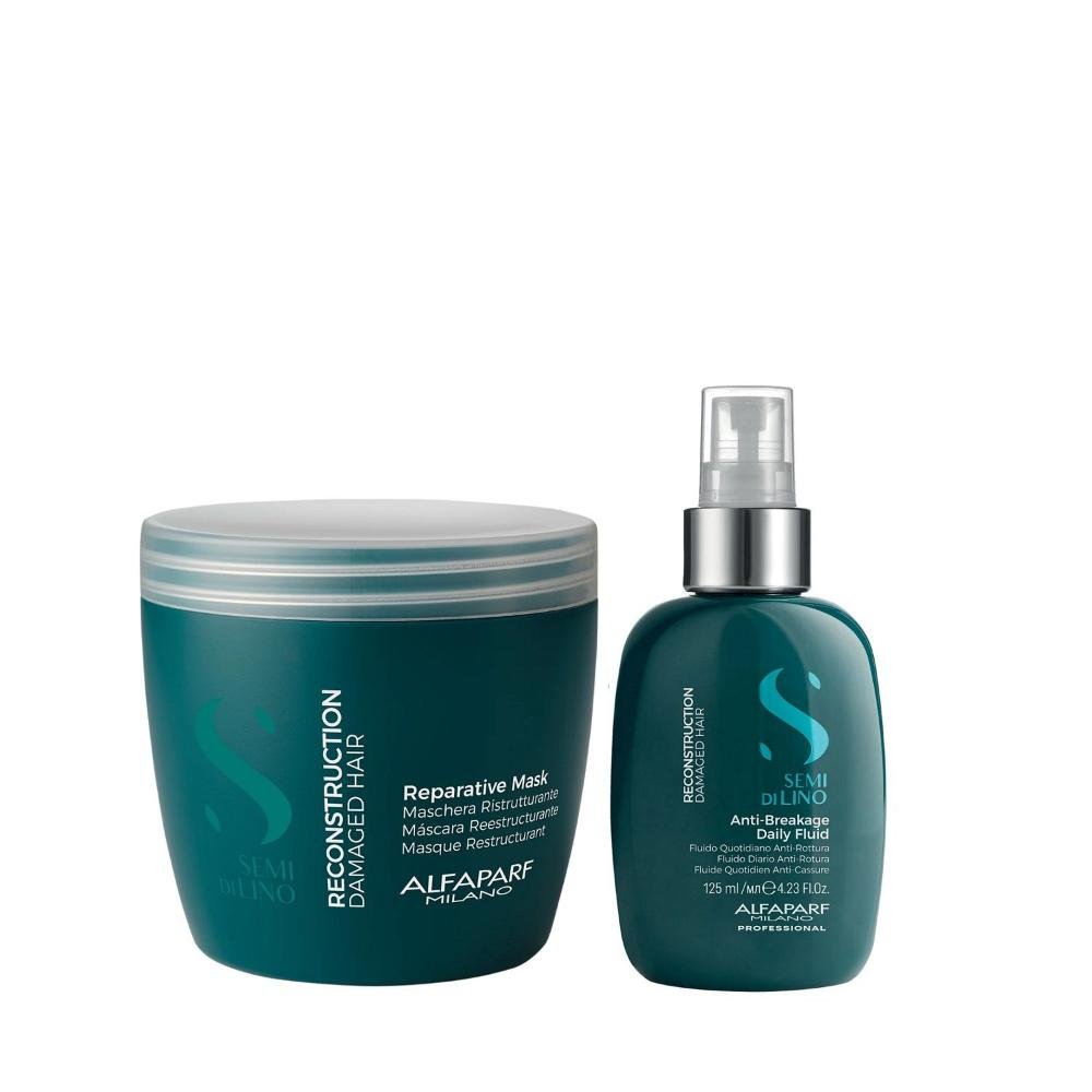 Kit Alfaparf Semi Di Lino Reconstruction - Máscara 500ml + Fluído 125ml