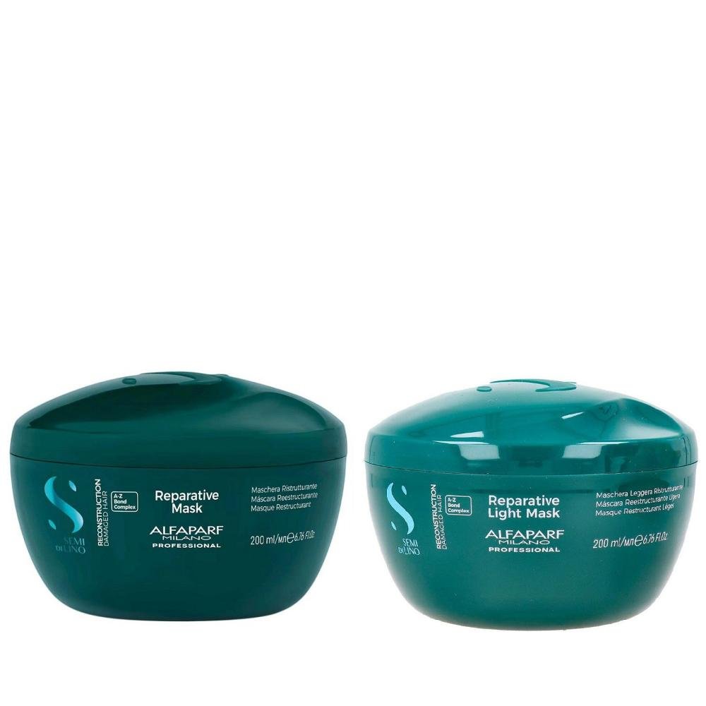 Kit Alfaparf Semi Di Lino Reconstruction - Máscara Reconstrutora 200ml + Máscara Reconstrutora Suave 200ml