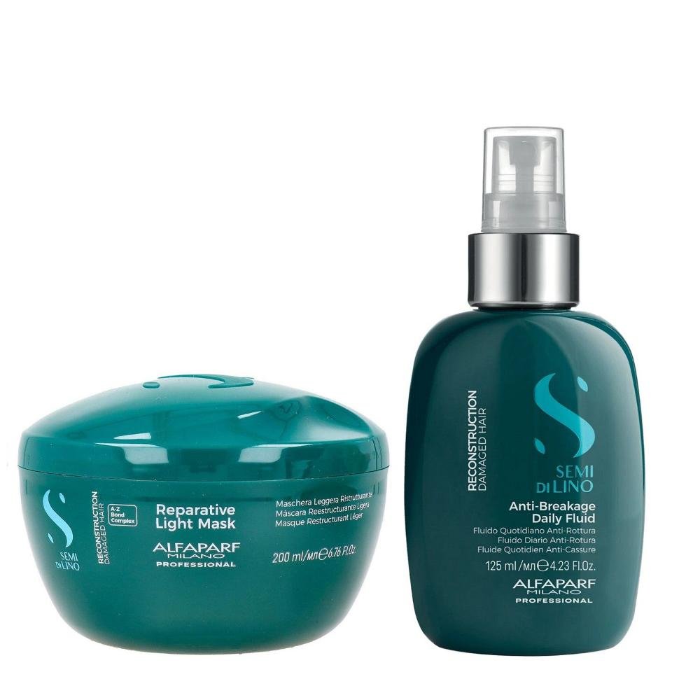 Kit Alfaparf Semi Di Lino Reconstruction - Máscara Suave 200ml + Fluído 125ml
