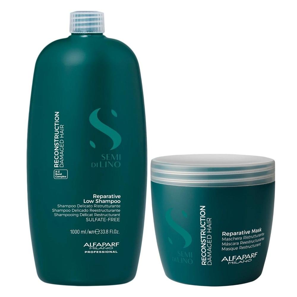 Kit Alfaparf Semi Di Lino Reconstruction - Shampoo 1L +  Máscara 500ml