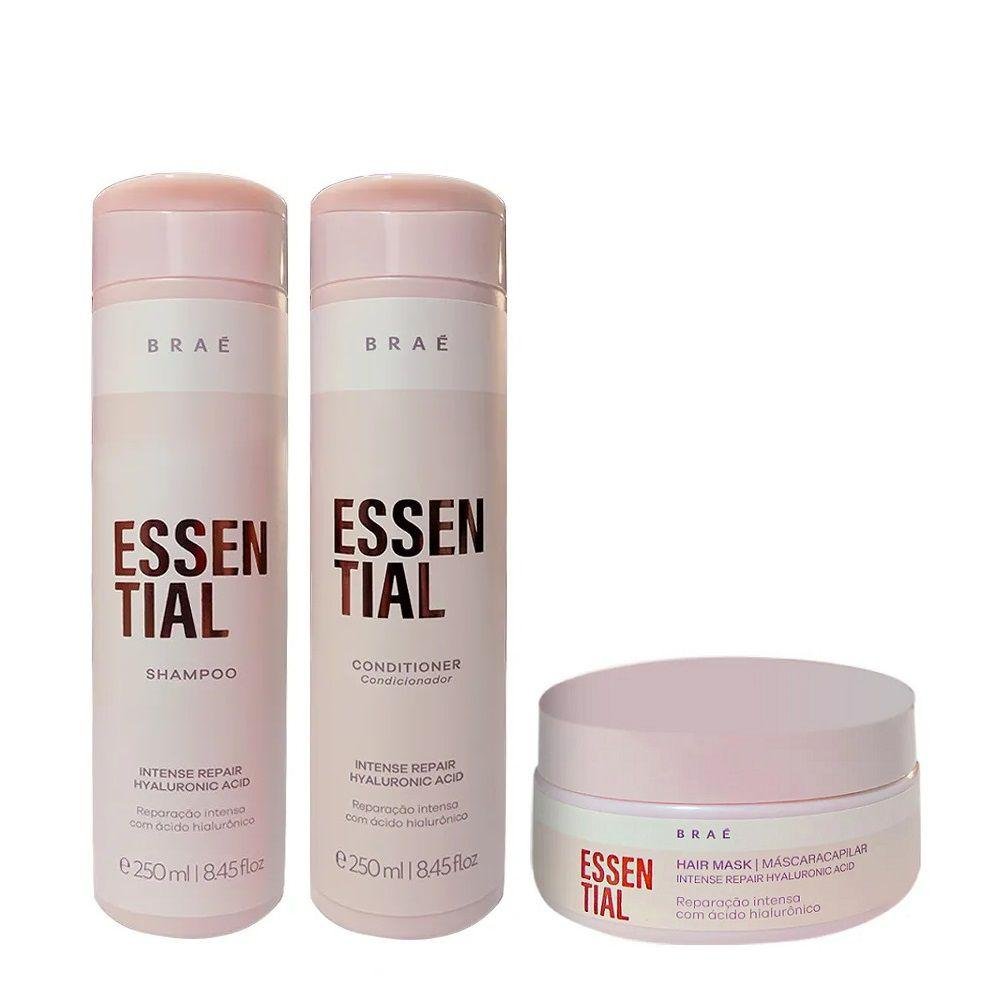Kit Braé Essential - Shampoo 250ml + Condicionador 250ml + Máscara 200g